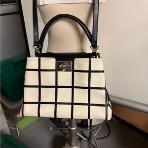 Elegant Black and White Grid Shoulder Bag